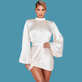 Lantern Sleeve Curve Mini Dress - NOIRPYJAMA